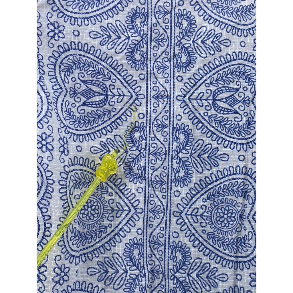 GENERATION Women's Blue-White Printed Sleeveless A-Line Midi Dress SZ 8