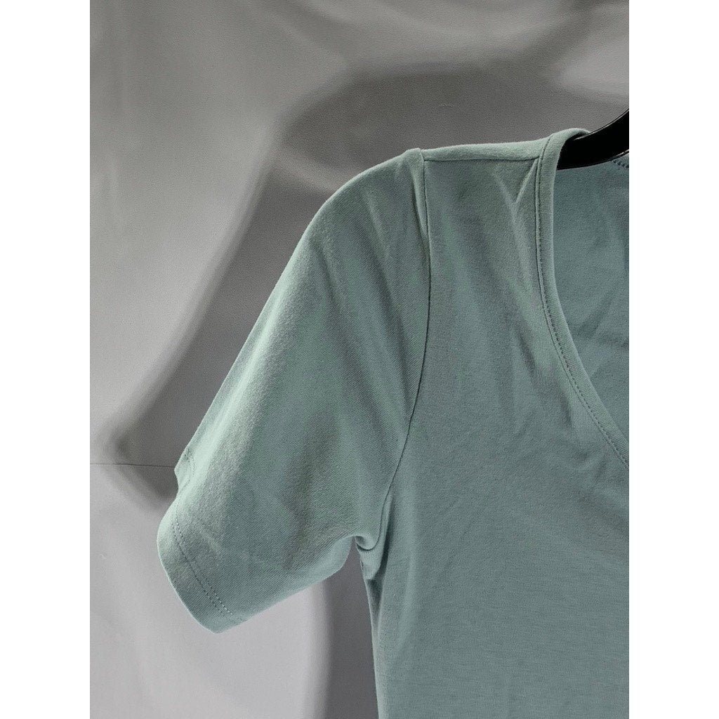 REFORMATION Women's Light Blue V-Neck Short Sleeve Knit Mini Dress SZ S