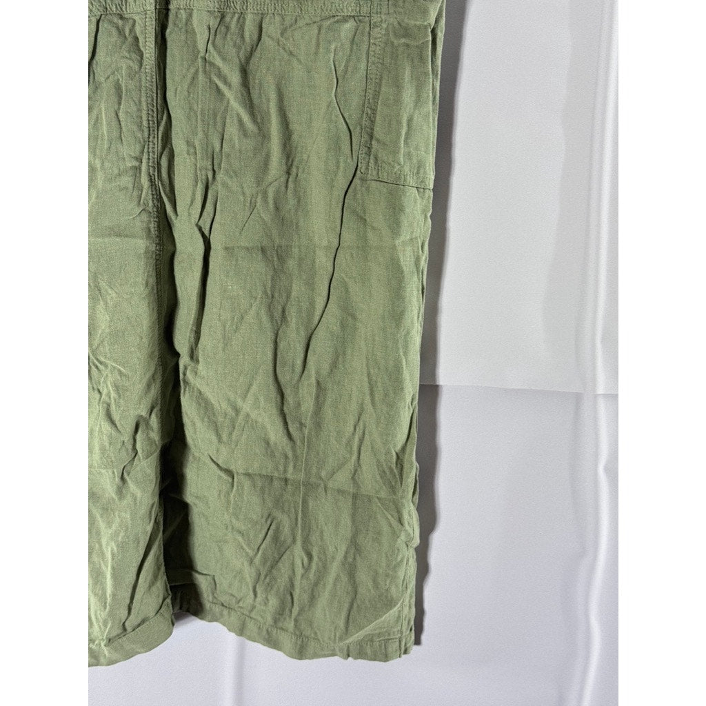 ZARA Women's Green Linen-Blend Front-Slit Midi Skirt SZ S