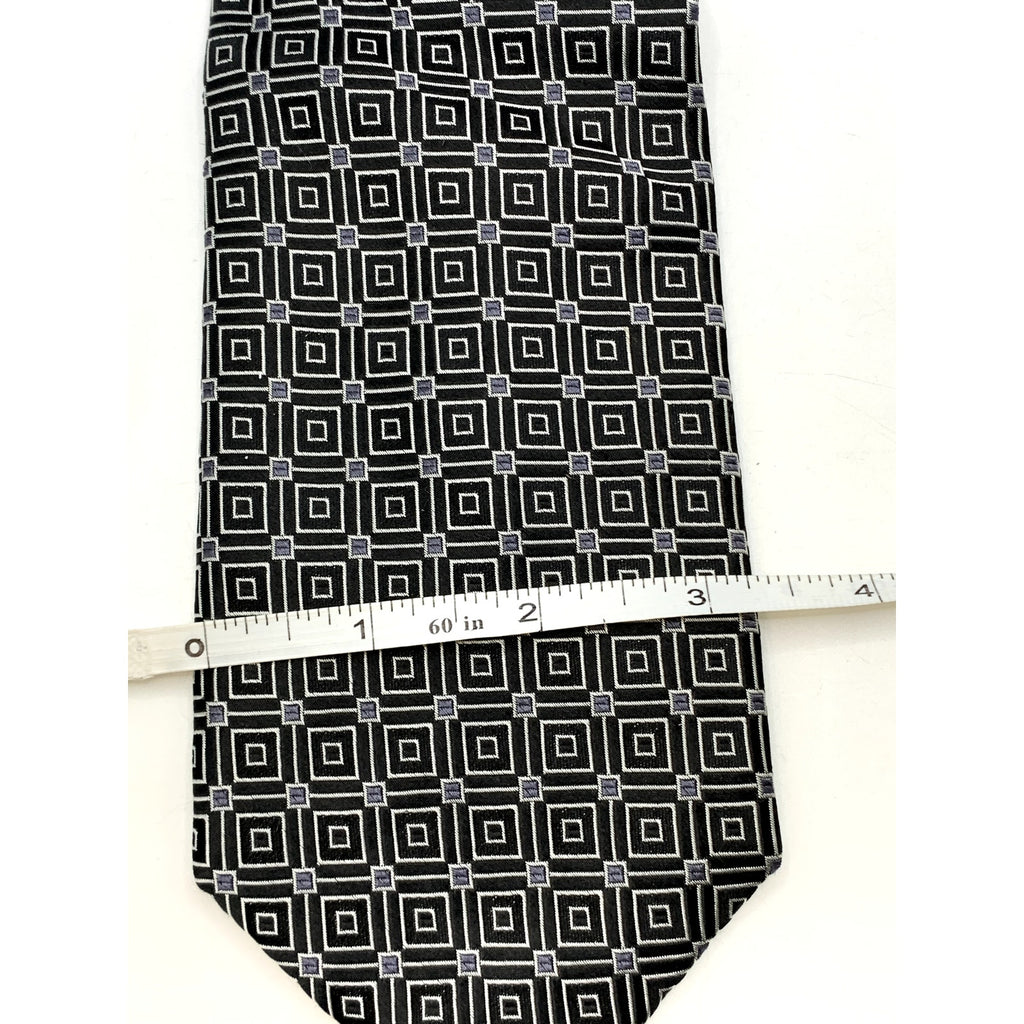CLUB ROOM Men's Vintage Black/White Patterned Abstract Silk Regular Tie OS