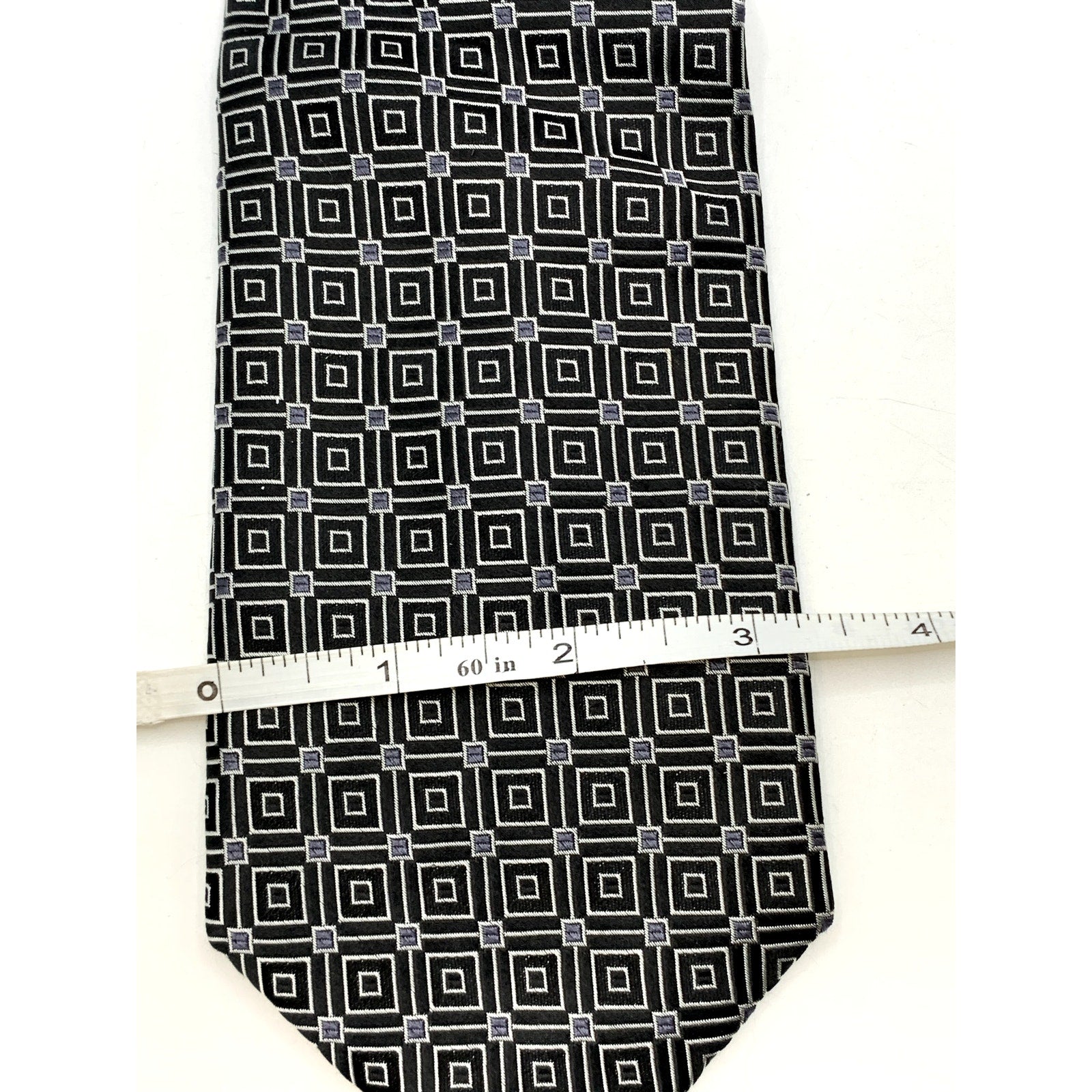 CLUB ROOM Men's Vintage Black/White Patterned Abstract Silk Regular Tie OS