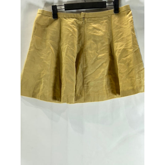 J.CREW Women's Tan Linen-Blend Pocket Pull-On A-Line Mini Skirt SZ 10