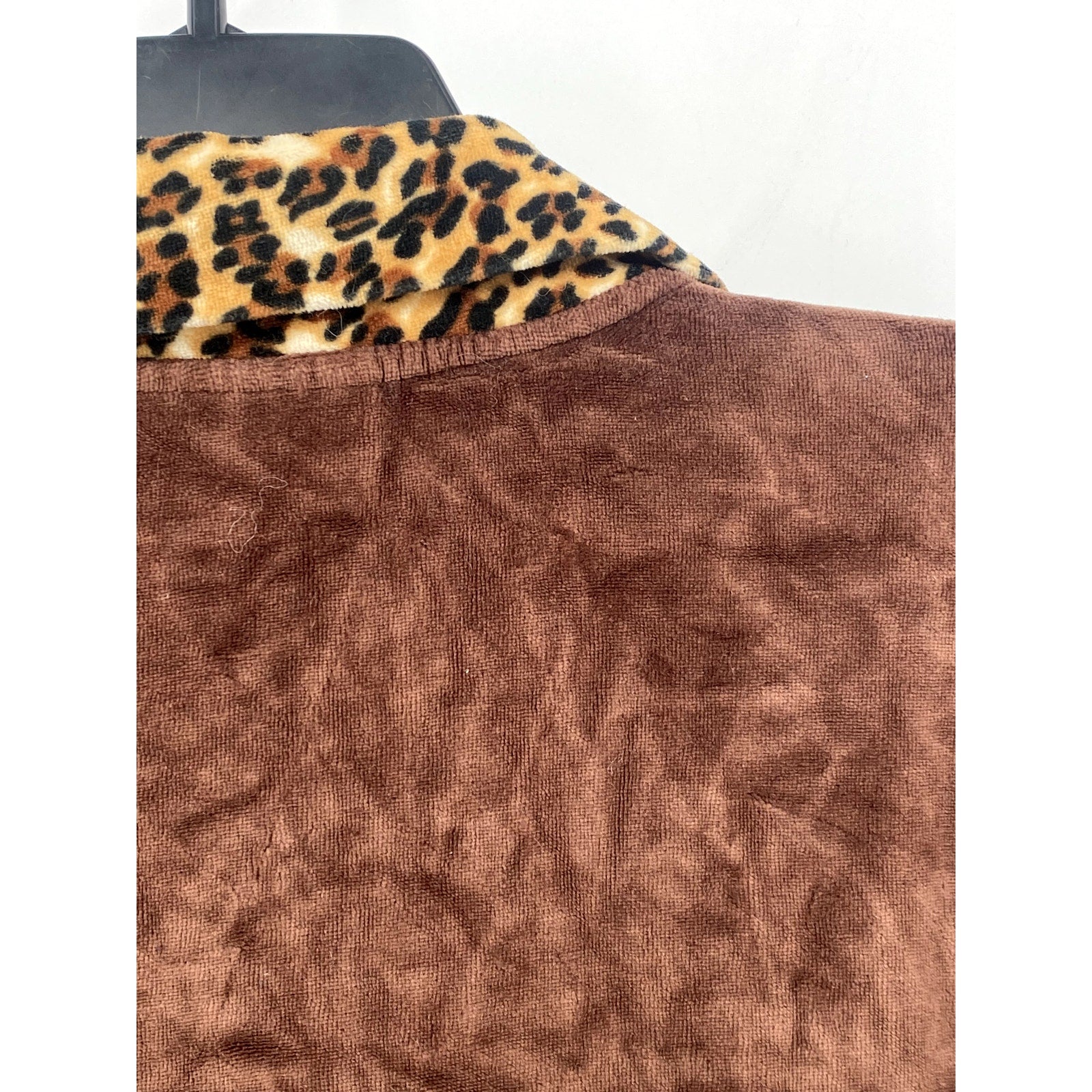 SPORT SAVVY Women's Brown Soft Y2K Animal Print Zip-Up Long Sleeve Sweater SZ M