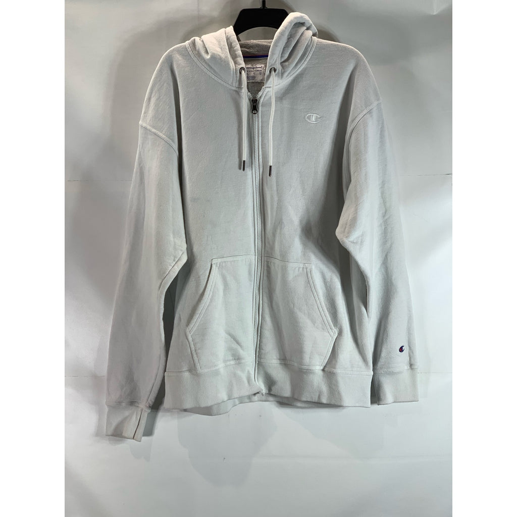 CHAMPION Authentic Athleticwear Men's White Hooded C-Logo Full-Zip Sweater SZ XL
