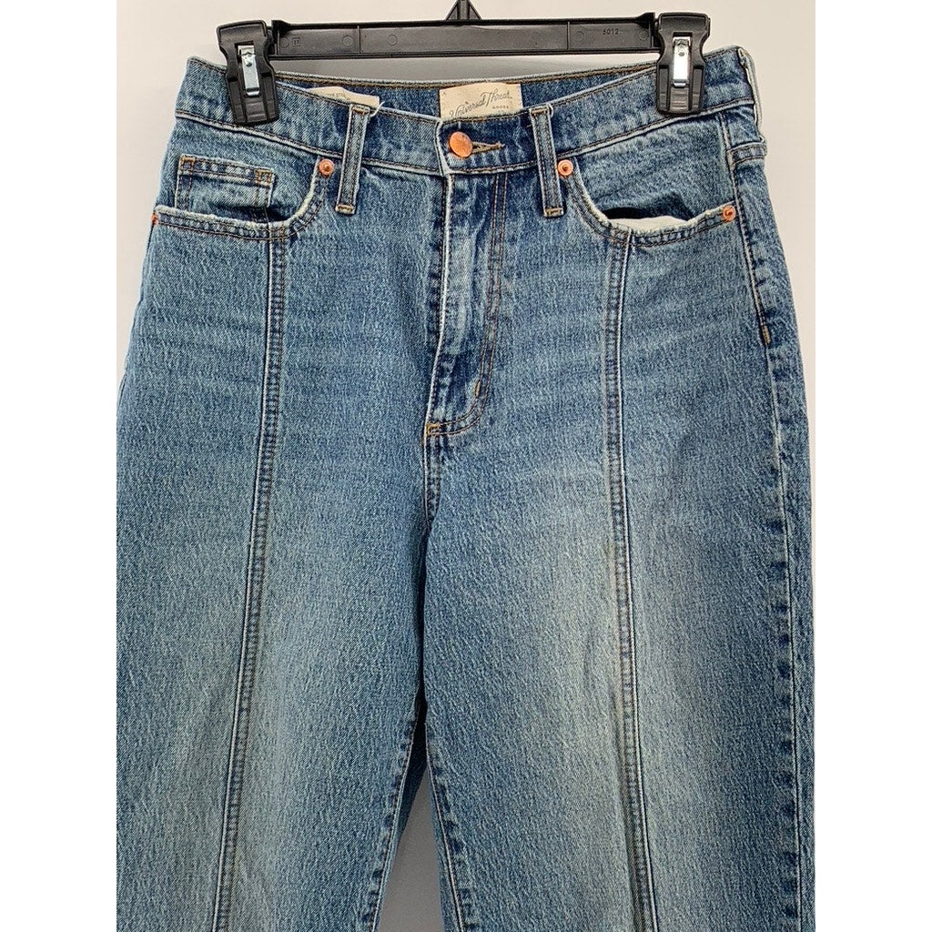 UNIVERSAL THREAD Women's Vintage Blue Denim Distressed Straight-Leg Jean SZ 4/27