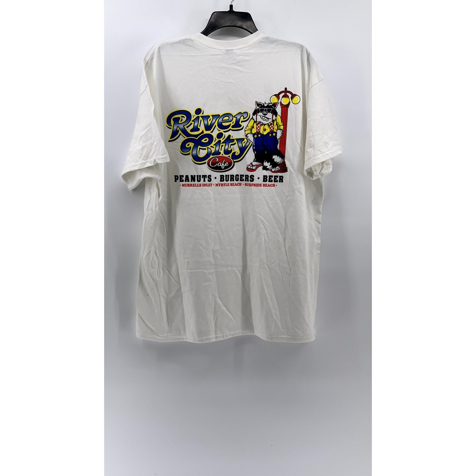 GILDAN Men's White Graphic Crewneck Short Sleeve T-Shirt SZ XL