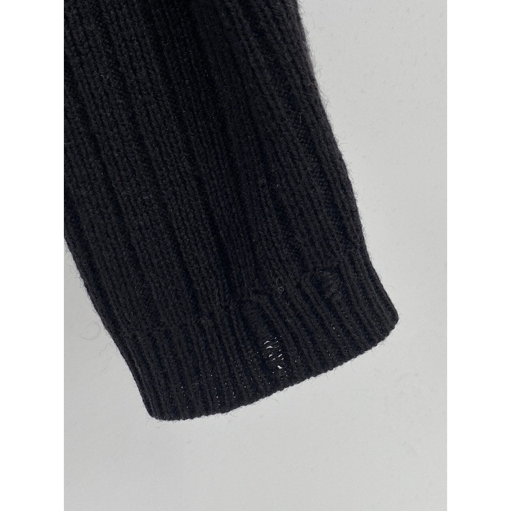 REFORMATION Women’s Black Crewneck Ribbed Long Sleeve Knit Top SZ M