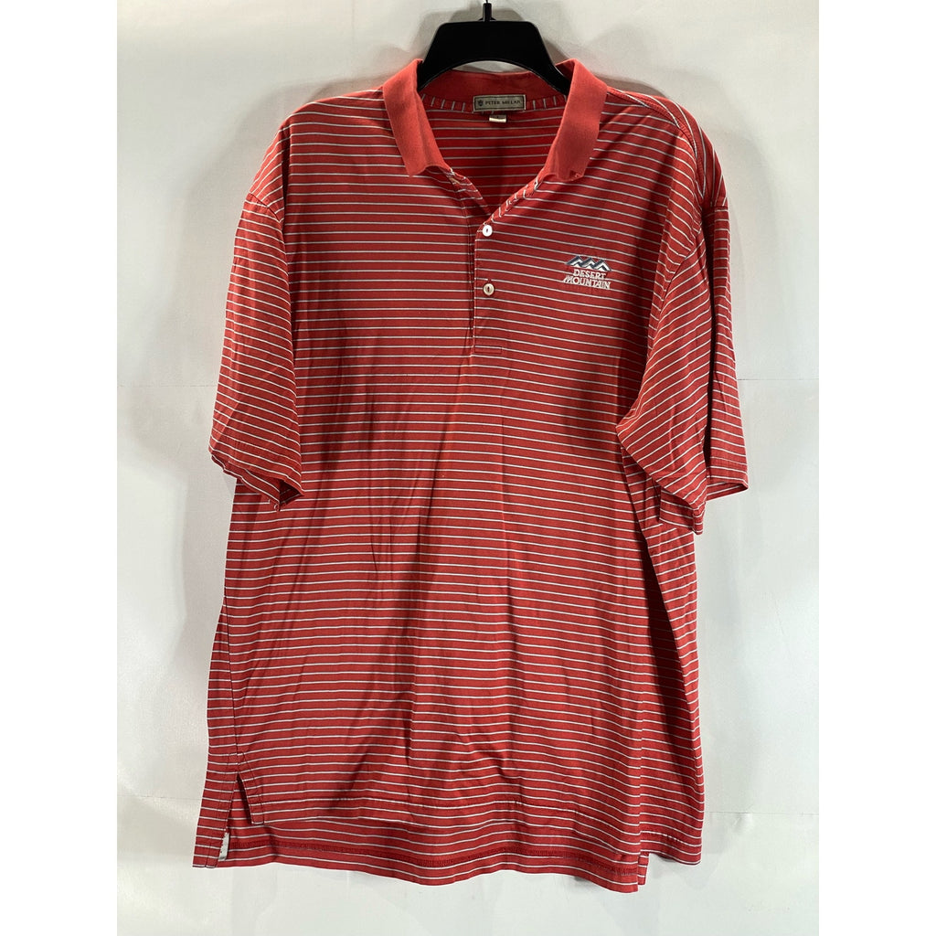 PETER MILLAR Men's Red Desert Mountain Striped Short Sleeve Regular-Fit Polo SZL
