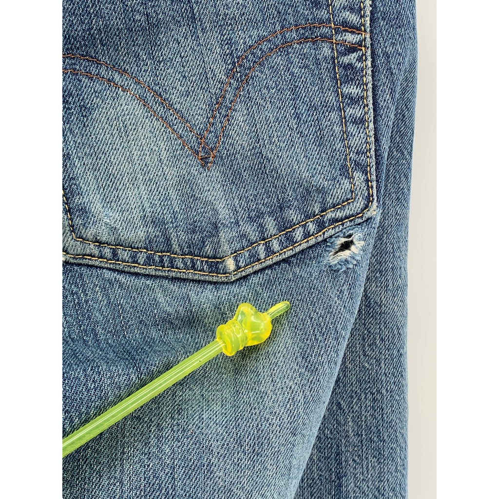 LEVI'S Men's Blue Denim Distressed 501 Original Fit Straight-Leg Jeans SZ 28X32