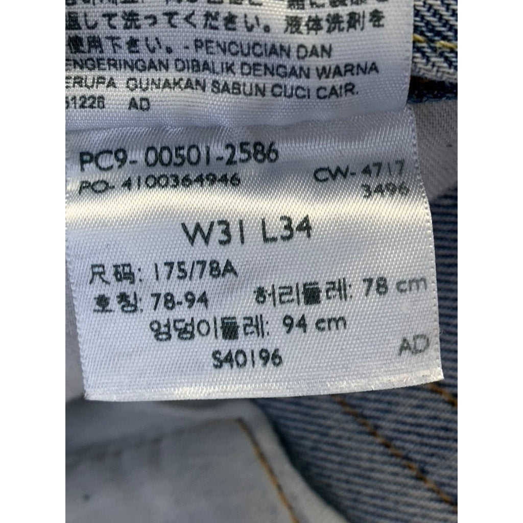 LEVI'S Men's Blue Distressed Denim 501 Original Fit Button-Fly Jeans SZ 31X34