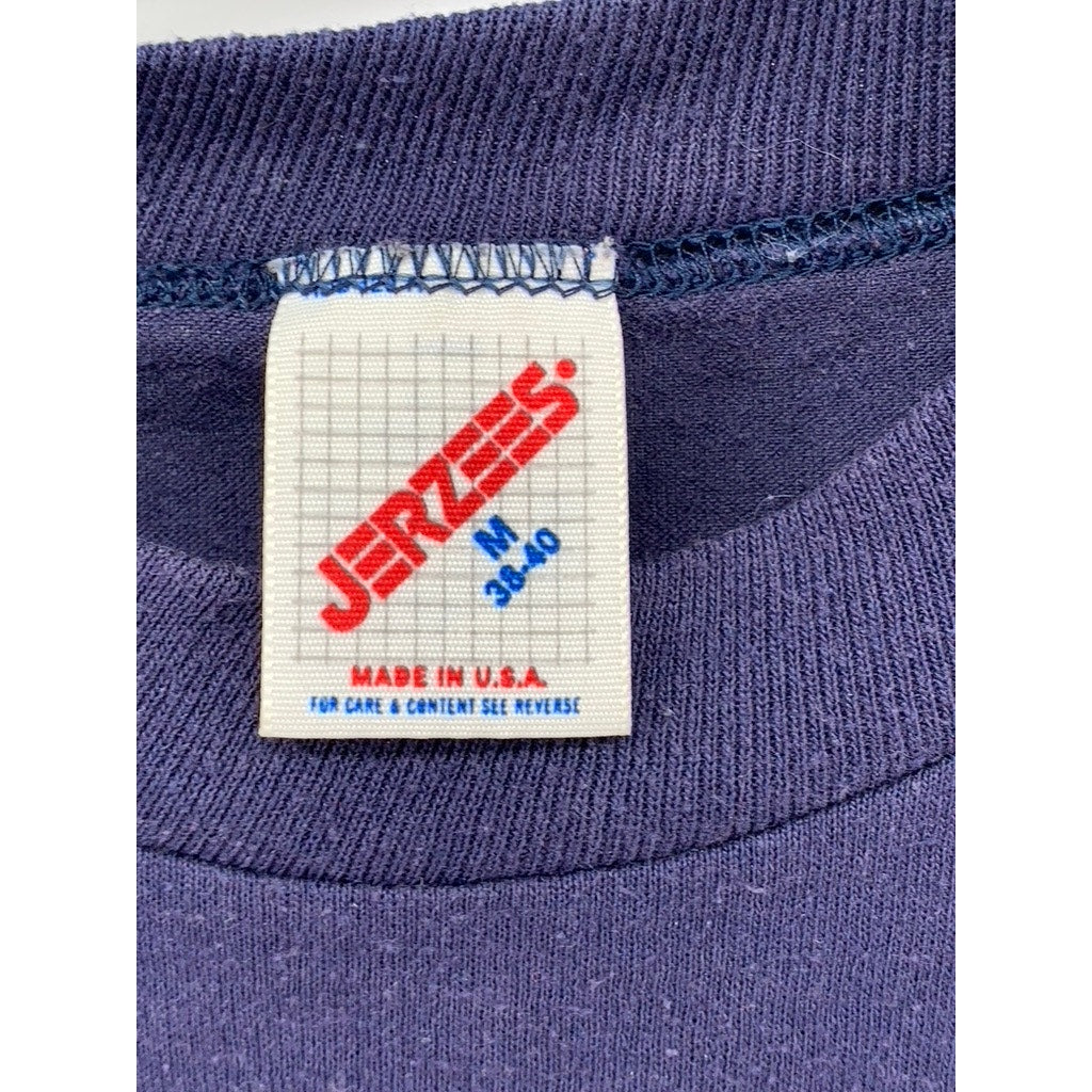 JERZEES Men's Vintage Navy Crewneck Short Sleeve Graphic T-Shirt SZ M