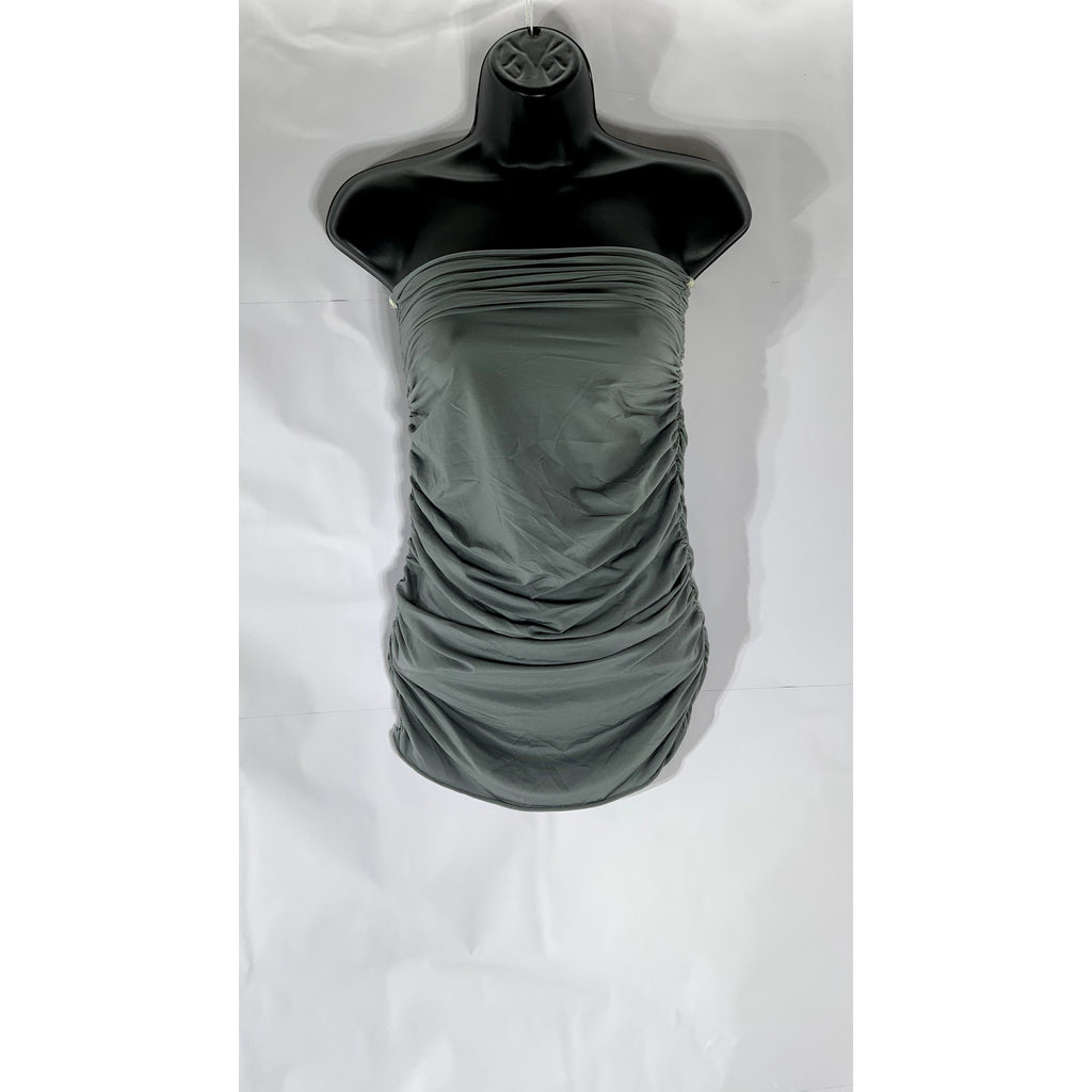 UNBRANDED Women’s Gray Solid Side Ruched Strapless Lightweight Top SZ S