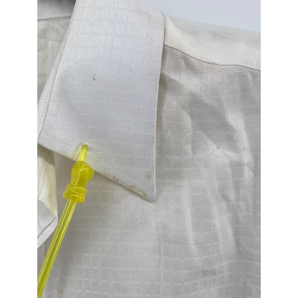 MONSIEUR BY GIVINCHY Men's Vintage White Regular-Fit Button-Up Shirt SZ 15.5