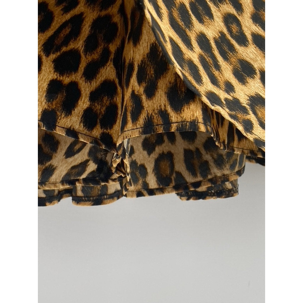 ZARA Women's Brown Leopard Print Pull-On Mini Skort SZ S