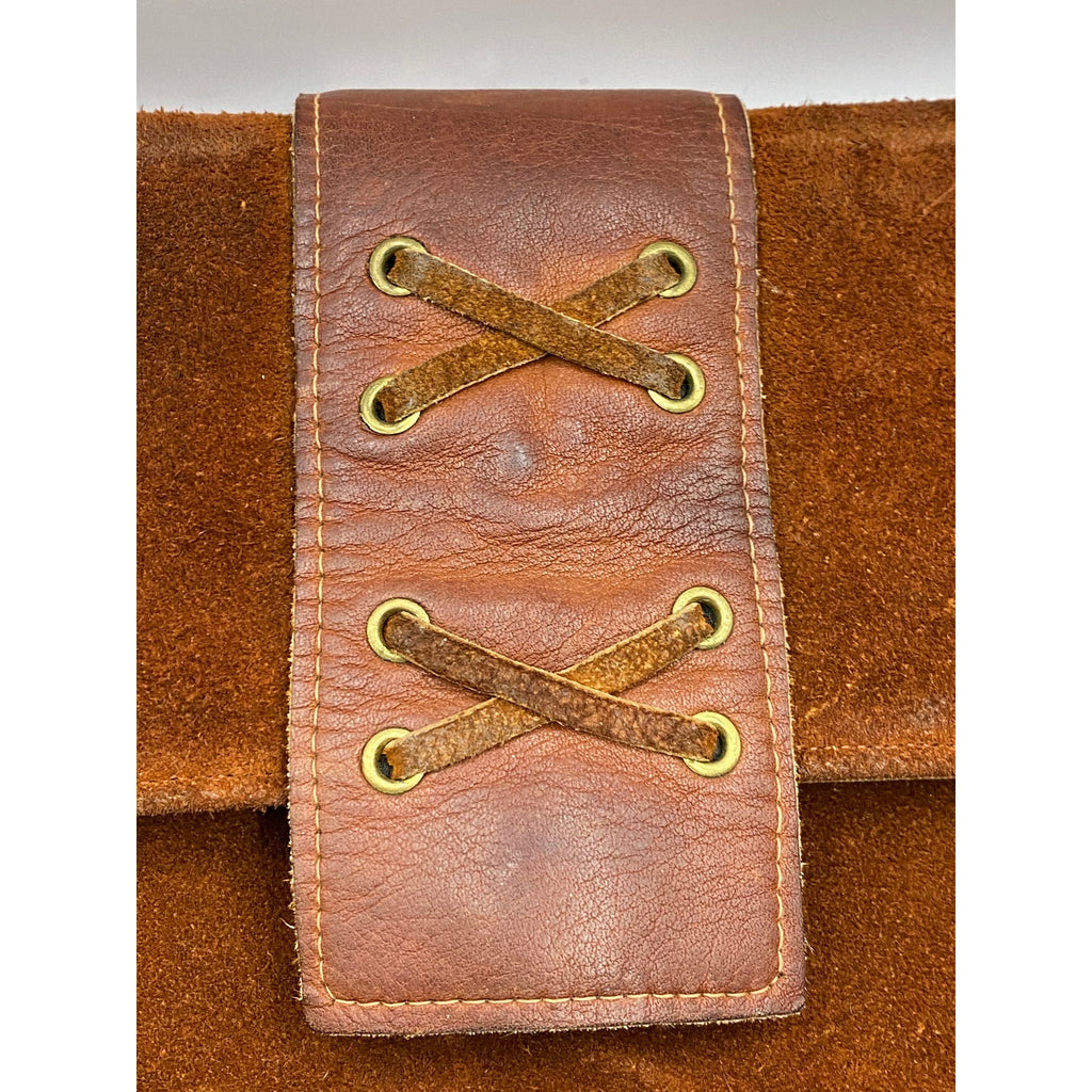 TOWN & COUNTRY SHOES Women's Vintage Brown SuedeLeather Tortoiseshell Clutch Bag