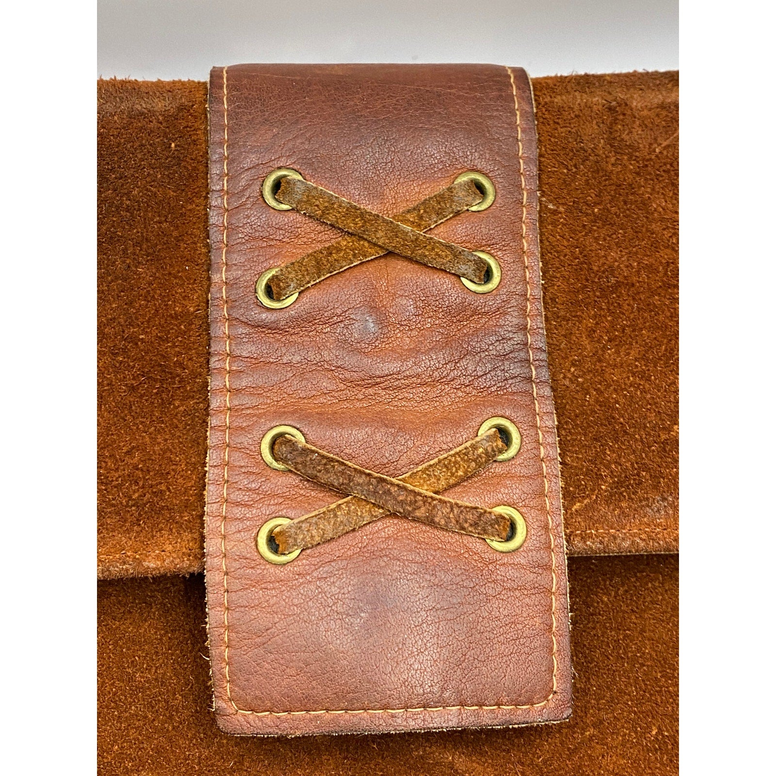 TOWN & COUNTRY SHOES Women's Vintage Brown SuedeLeather Tortoiseshell Clutch Bag