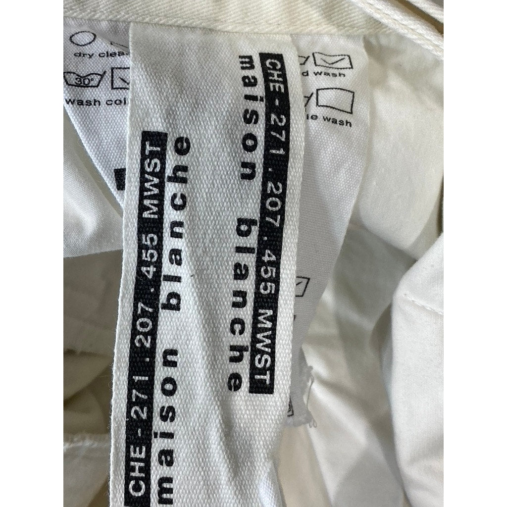 MAISON BLANCHE All Gender Coconut Milk Asymmetrical Straight Leg Trousers SZ 4