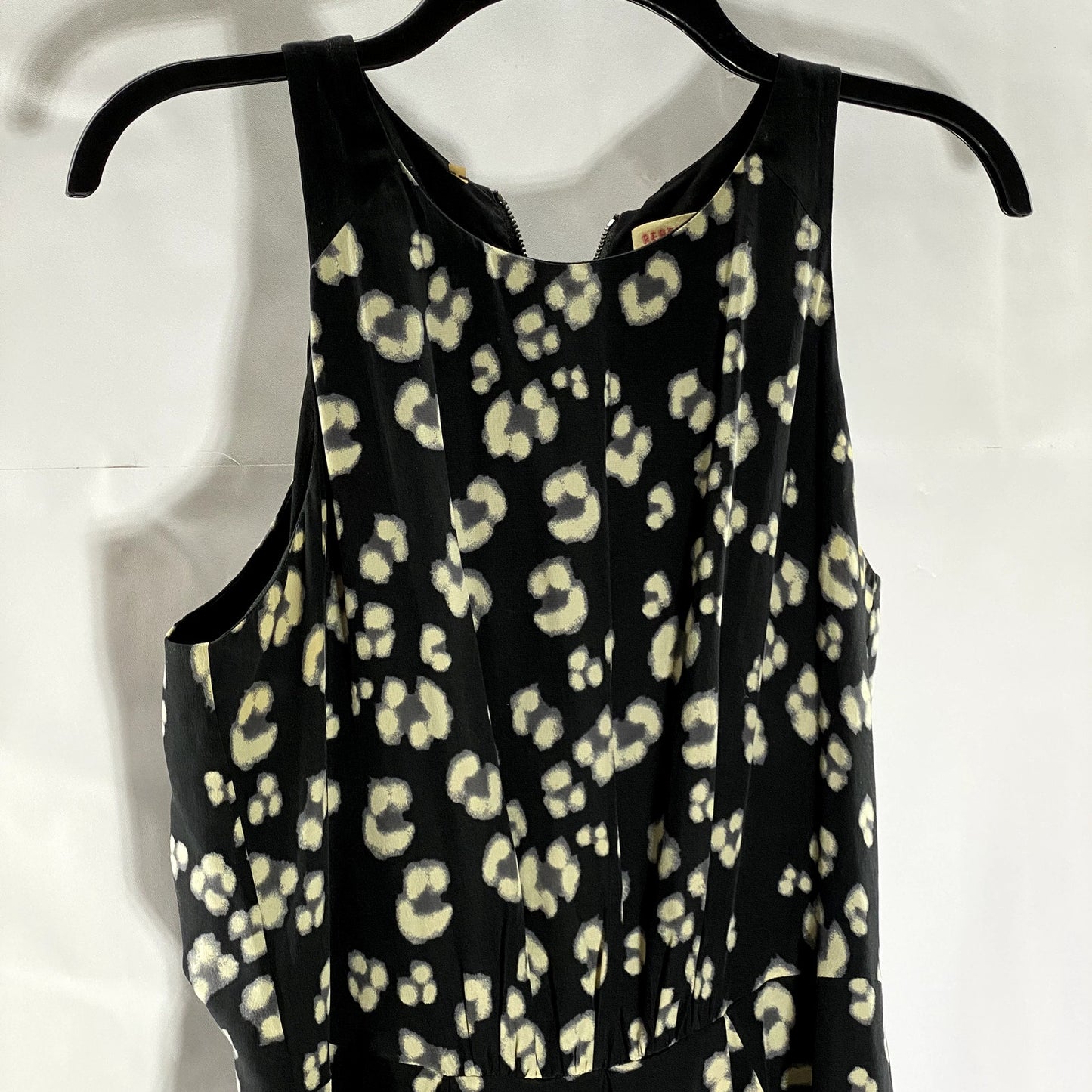 REBECCA TAYLOR Women's Black Animal Cheetah Printed Silk Fit & Flare Dress SZ 6