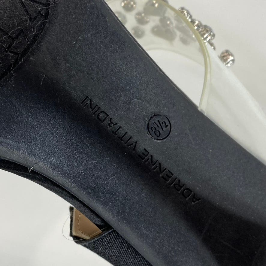 ADRIENNE VITTADINI Women's Black Rhinestone Gothic Block-Heel Sandals SZ 8.5