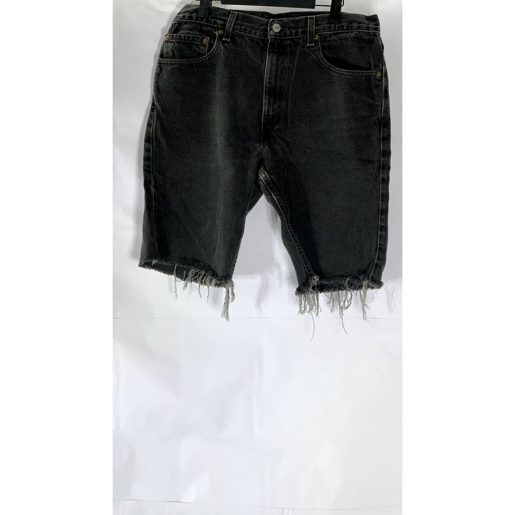 LEVI'S Men's Vintage Black 505 Regular-Fit Straight Denim Cut-Off Shorts SZ 33