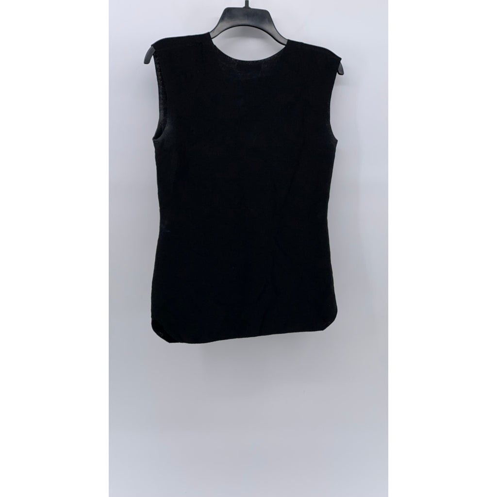 UNIQLO X Mame Kurogouchi Women's Black V-Neck Sleeveless Knit Sweater Top SZ S