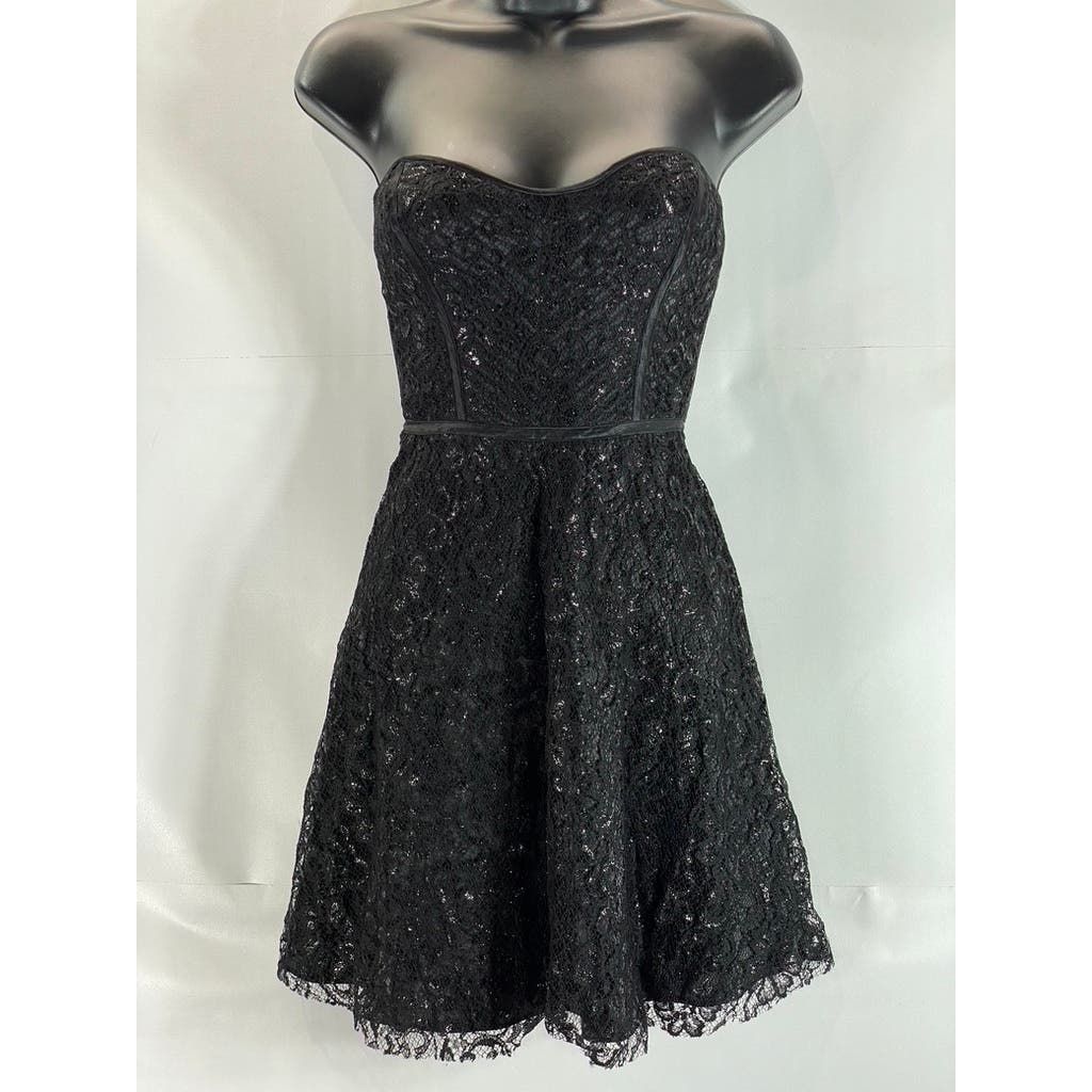 PARKER Women's Black Lace Strapless Fit & Flare Mini Dress SZ XS
