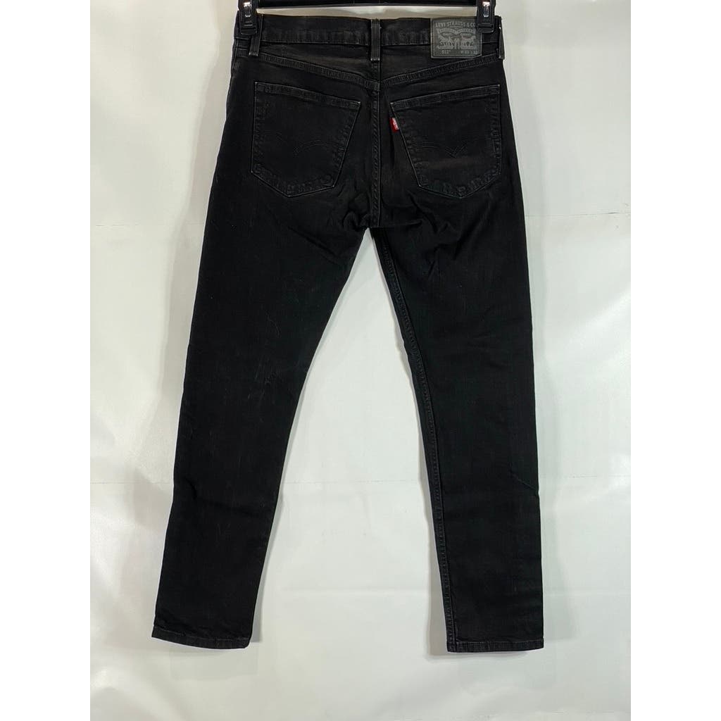 LEVI'S Men's Solid Black 512 Slim Tapered-Fit Stretch Five-Pocket Jeans SZ 33X32