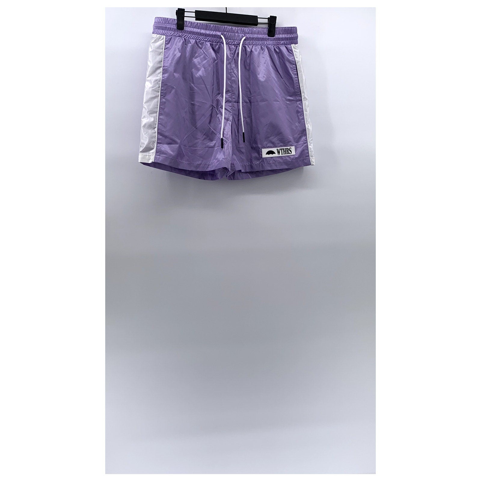 WTHRS Men's Lilac-White Side Stripe Drawstring Activewear Shorts SZ M