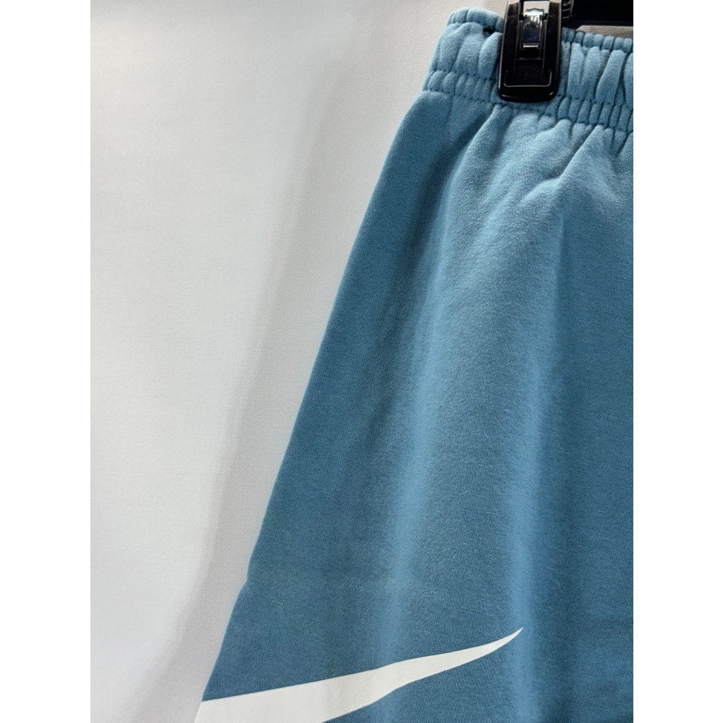 NIKE Men's Cerulean Swoosh Club Graphic Elastic Waist Pull-On Shorts SZ S