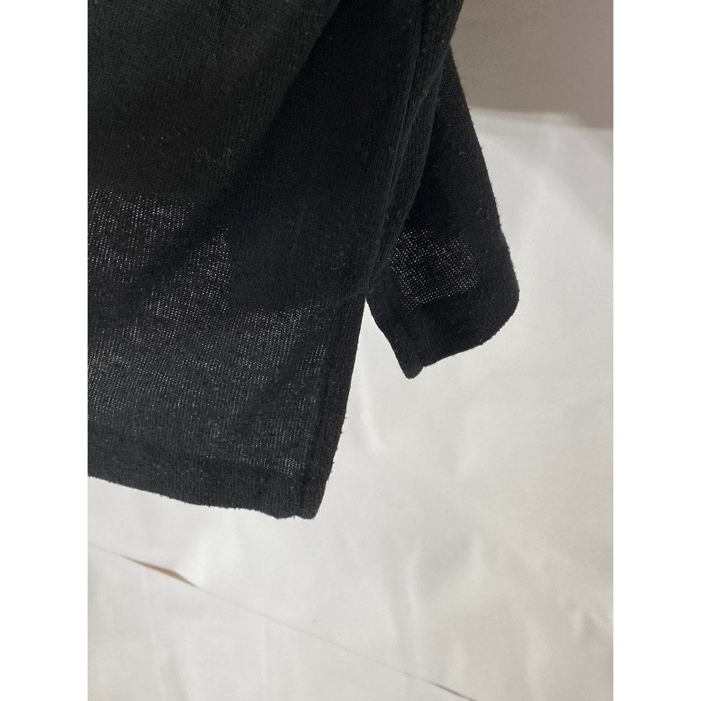 J.CREW Women's Black V-Neck Long Sleeve Knit Slit-Hem Sweater SZ XL