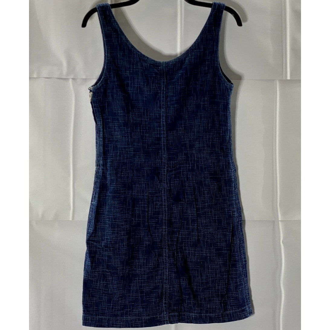 DKNY CLASSIC Women's Blue Printed Side-Zip Scoop-Neck Mini Tank Dress SZ 8