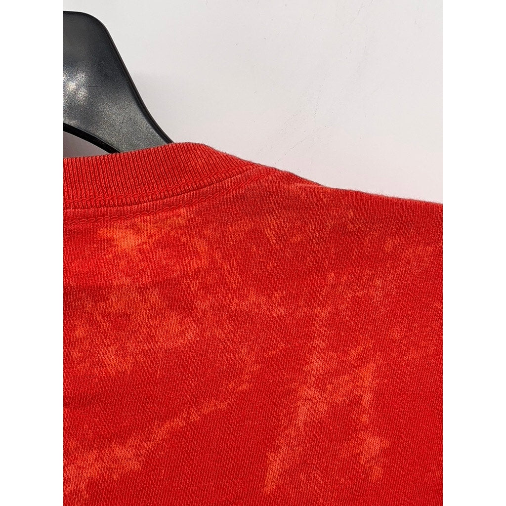 GILDAN Men's Red Tie-Dye Heavy Cotton Graphic T-Shirt SZ XL