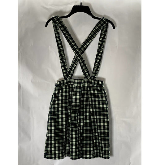 MAEVE By ANTHROPOLOGIE Women's Green/Black Checkered Overall Mini Skirt SZ 4