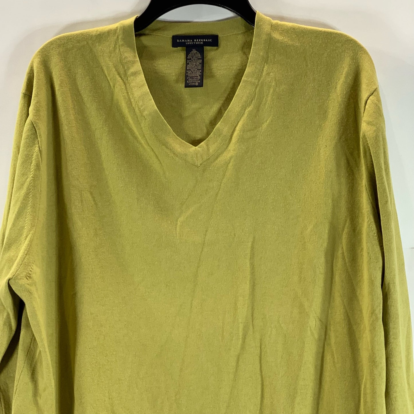 BANANA REPUBLIC Men's Green Cotton-Blend Luxe V-Neck Long Sleeve Sweater SZ XL