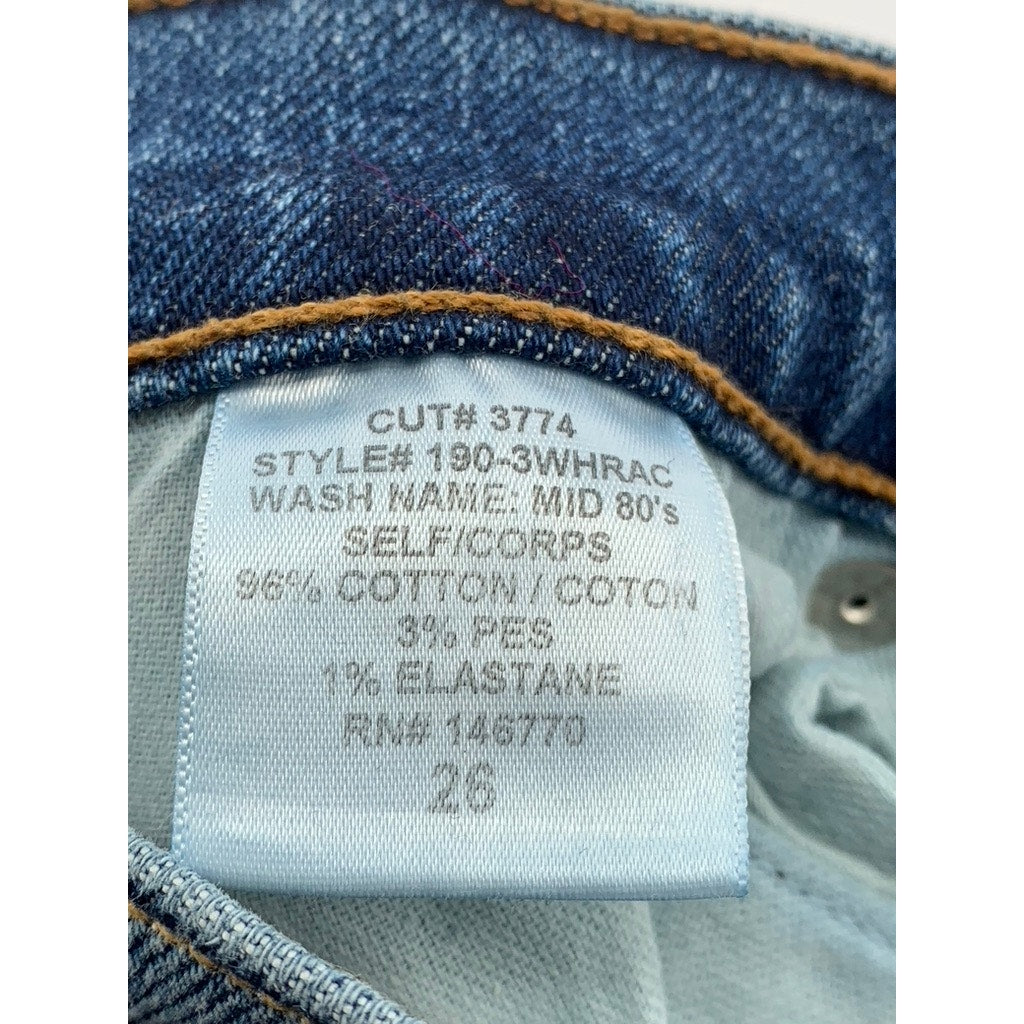 RE/DONE Women’s Blue Denim High Rise Button-Fly Cropped Stretch Jeans SZ 26