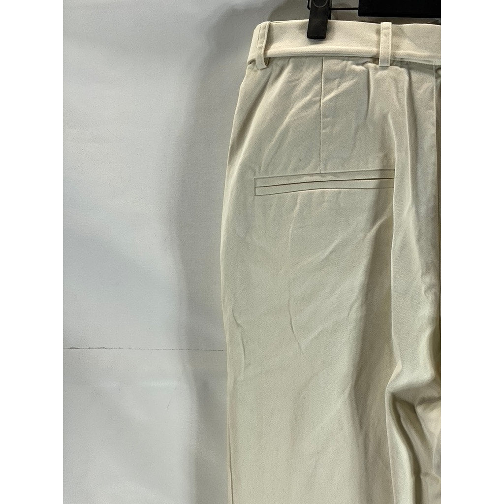 MAISON BLANCHE All Gender Coconut Milk Asymmetrical Straight Leg Trousers SZ 4