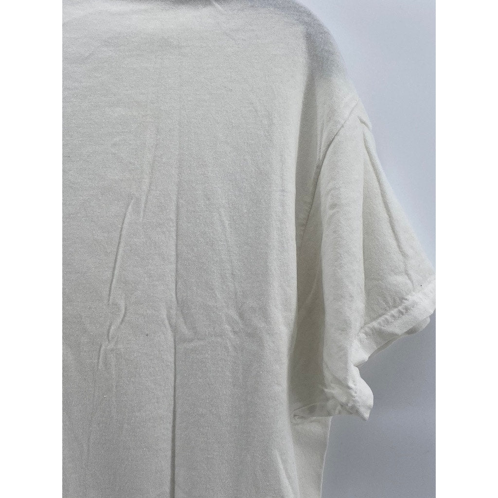 HANES Men's White V-Neck Short Sleeve Casual Underlayer T-Shirt SZ M