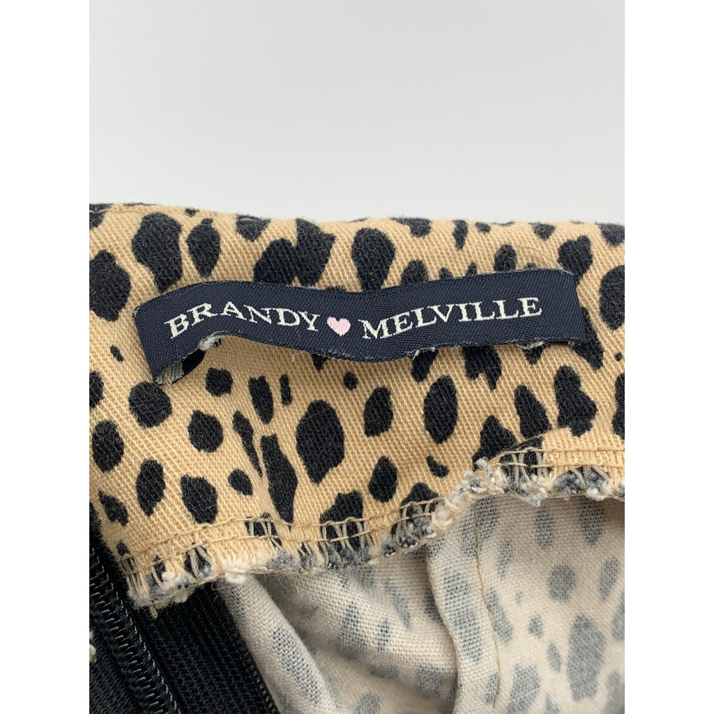 BRANDY MELVILLE Women's Brown Leopard Print Straight A-Line Mini Skirt SZ OS