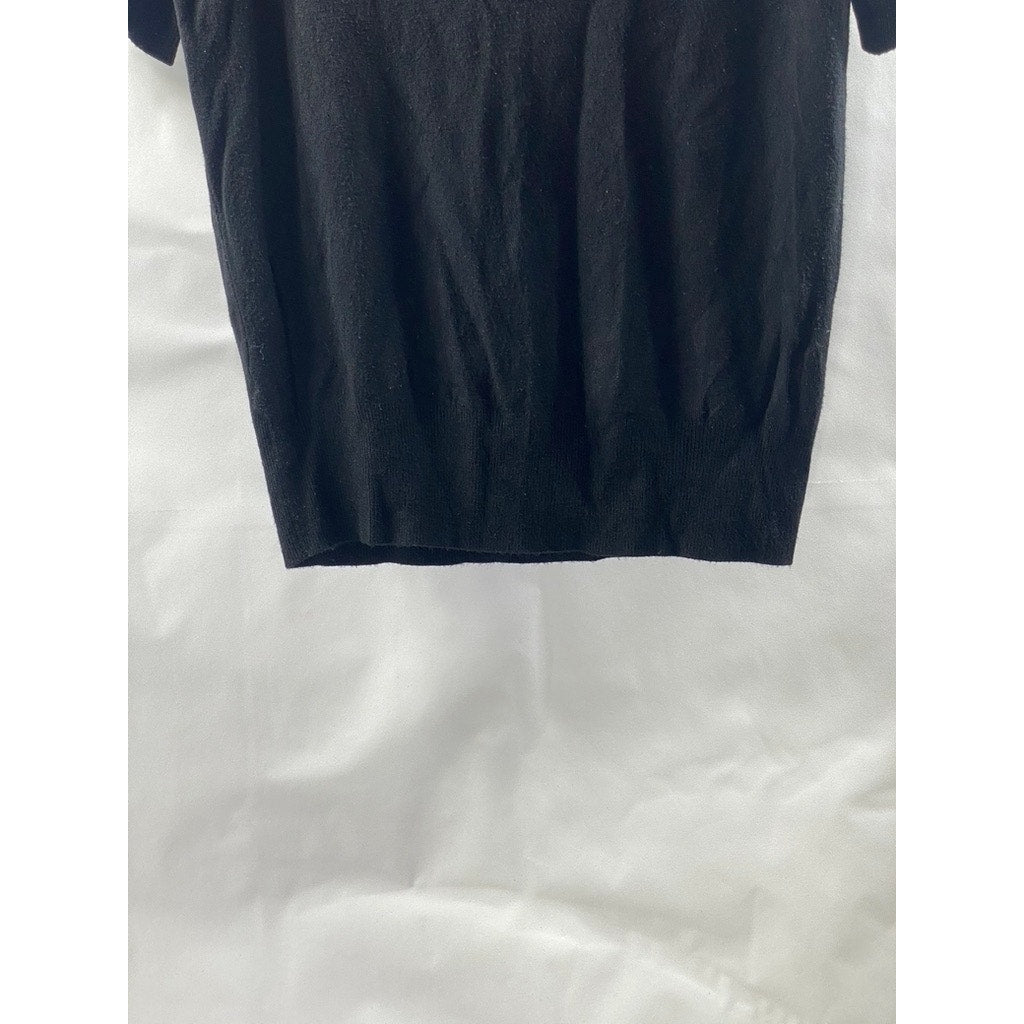 ZARA KNIT Women's Black Crewneck Short Sleeve Top SZ M