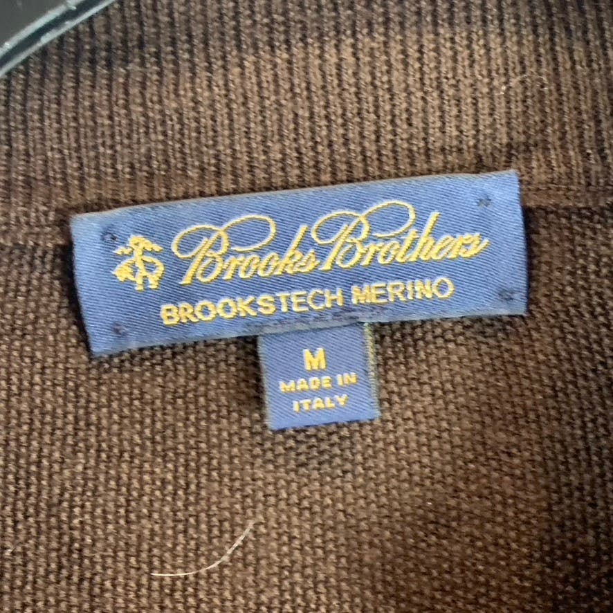 BROOKS BROTHERS Men's Brown Brookstech Merino Wool Half-Zip Pullover Sweater SZM