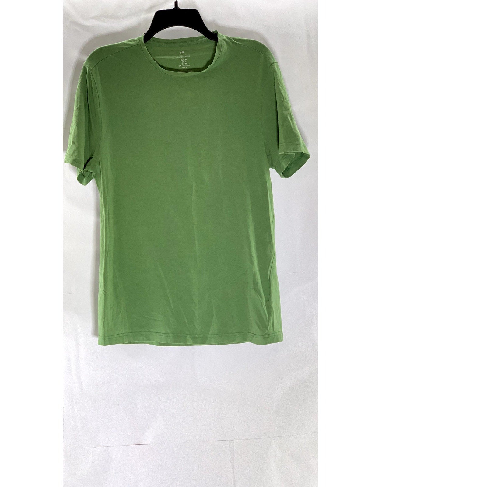 H&M Men's Dark Green Solid Slim-Fit Crewneck Short Sleeve T-Shirt SZ M