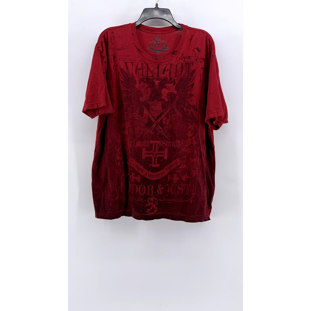 HELIX Men's Red Y2K Crewneck Short Sleeve Graphic T-Shirt SZ XL