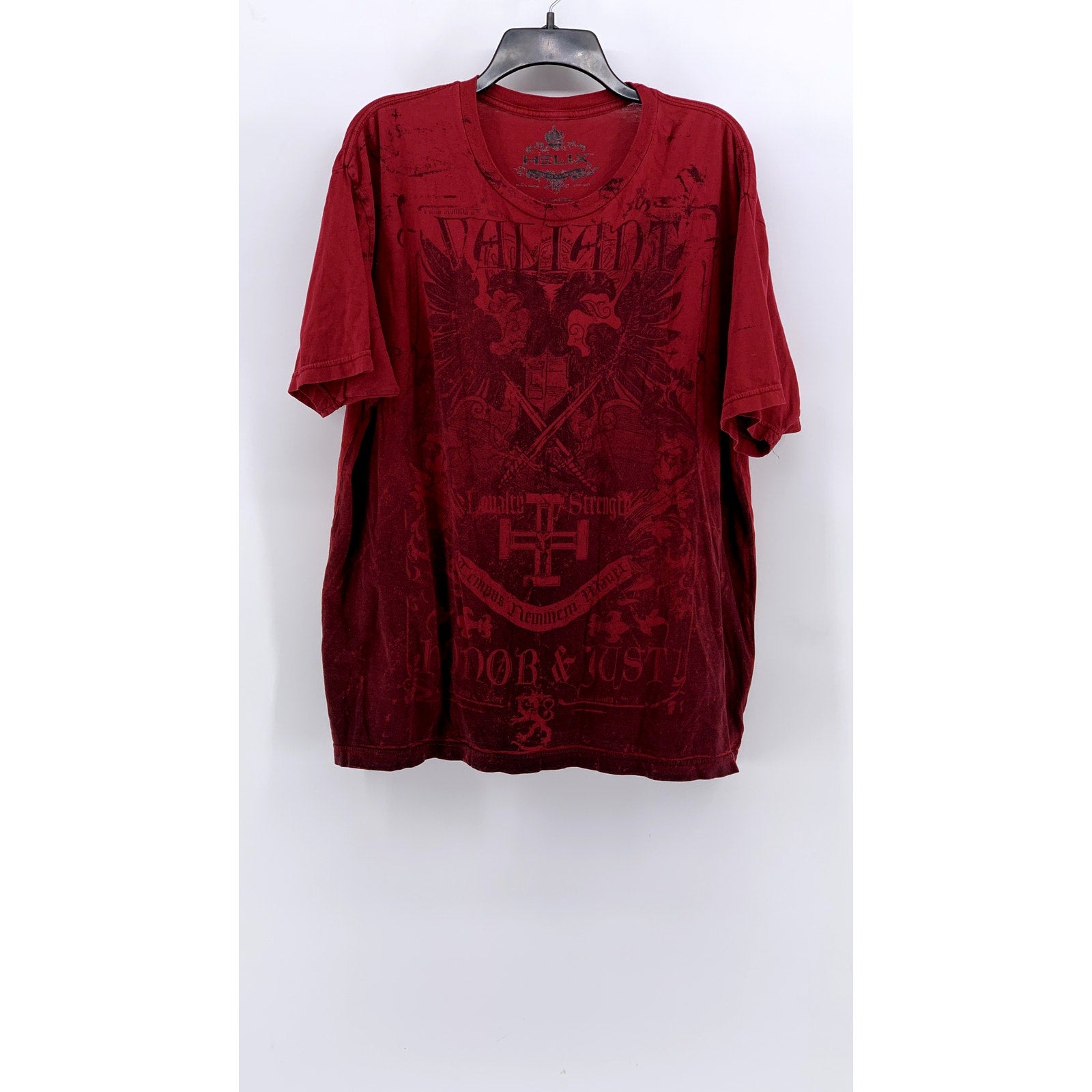 HELIX Men's Red Y2K Crewneck Short Sleeve Graphic T-Shirt SZ XL