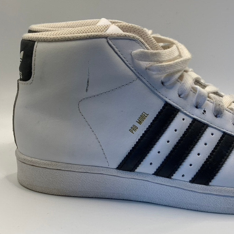ADIDAS Women's White/Black Pro Model 3-Stripe High-Top Lace-Up Sneakers SZ 5.5