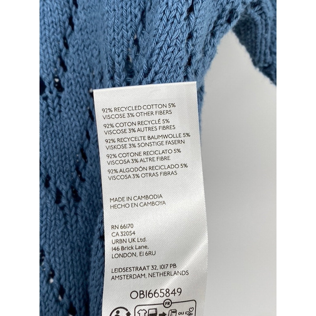 BDG Men's Blue Knit Define Polo Short Sleeve Button-Up Shirt SZ S