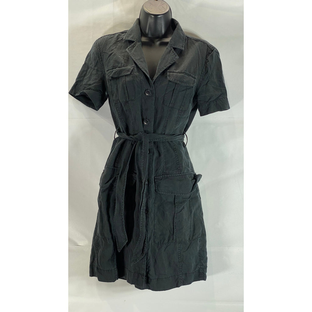 STOCKHOLM ATELIER Women's Black Short Sleeve Utility Tie-Waist Mini Dress SZ 2