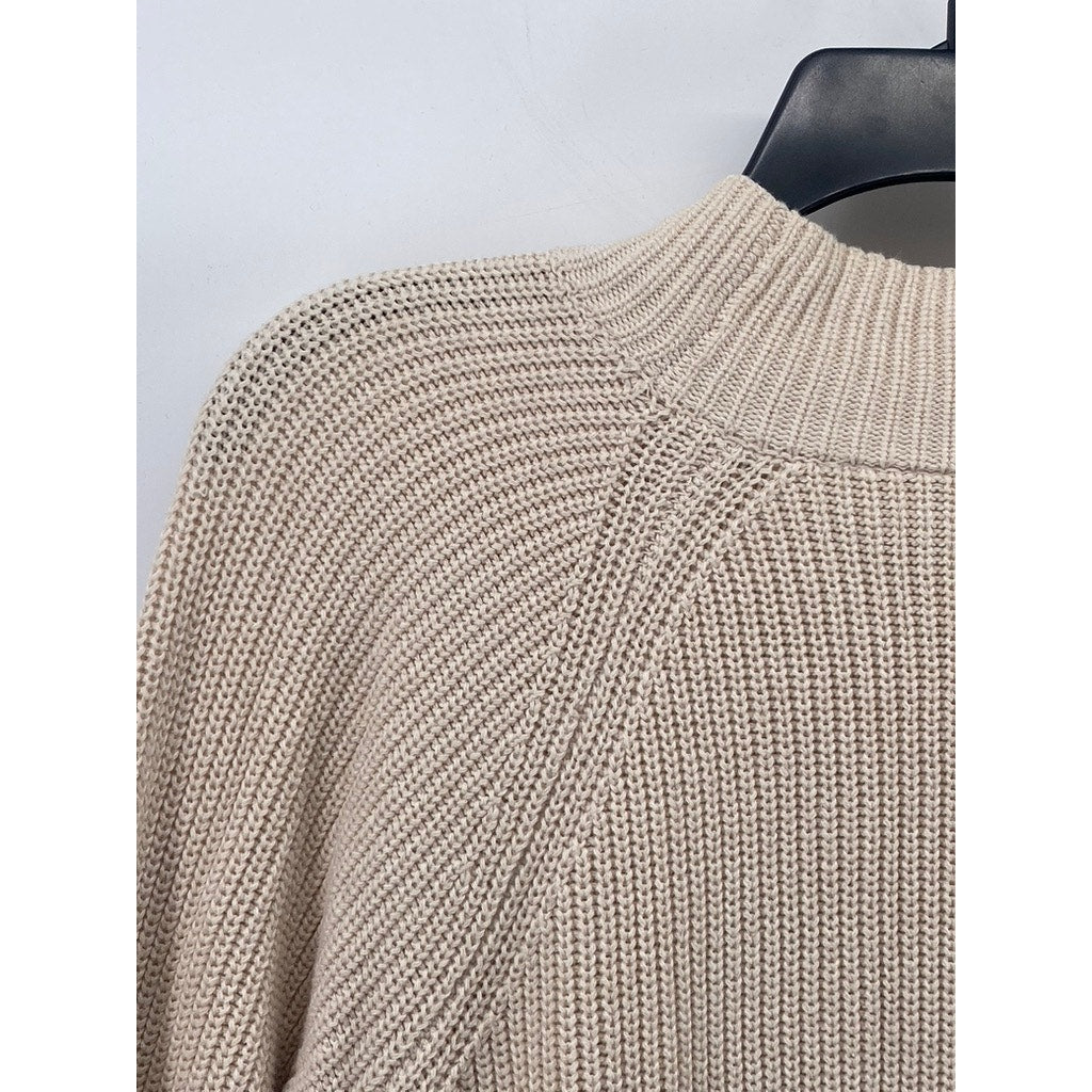 GAP Women's Beige Textured Turtleneck Knit Casual Regular-Fit Sweater SZ XS
