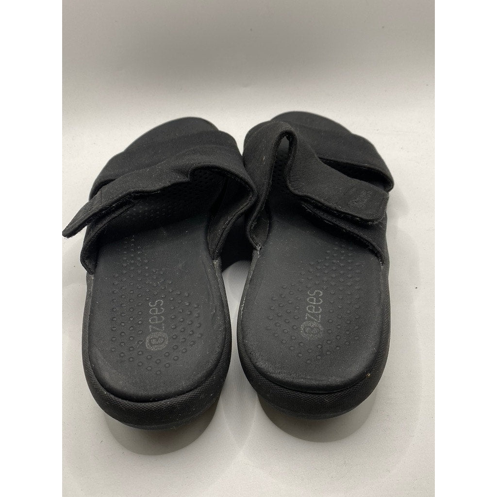 BZEES Women's Black Slip-On Open-Toe CareFree Wedge Sandals SZ 7.5