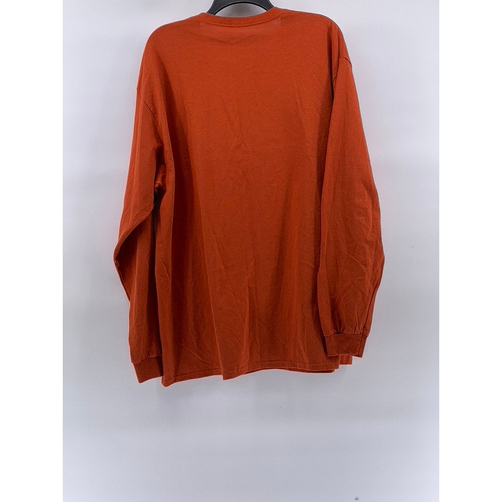 REALTREE Men's Orange Crewneck Graphic Logo Casual Long Sleeve T-Shirt SZ XL