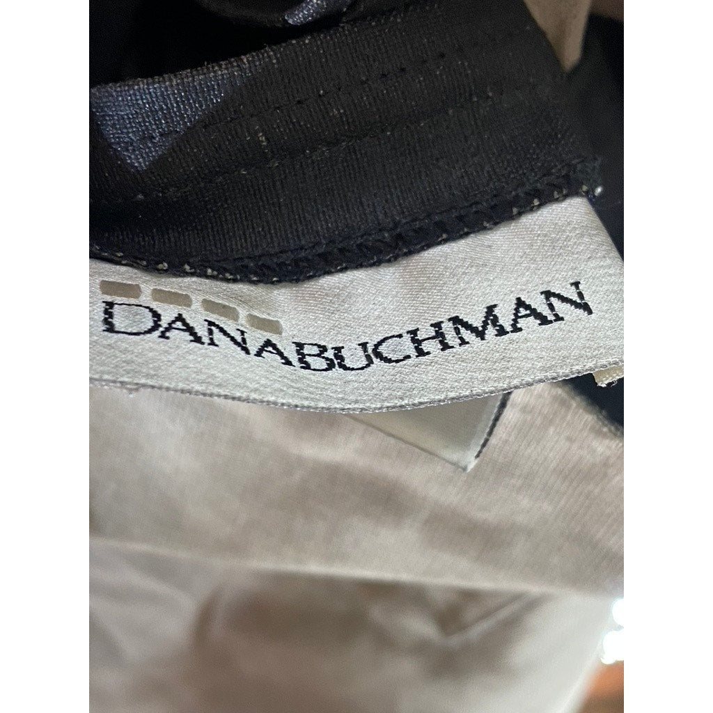 DANA BUCHMAN Women's Vintage Tan-Black Linen-Blend Asymmetrical Coat SZ 8